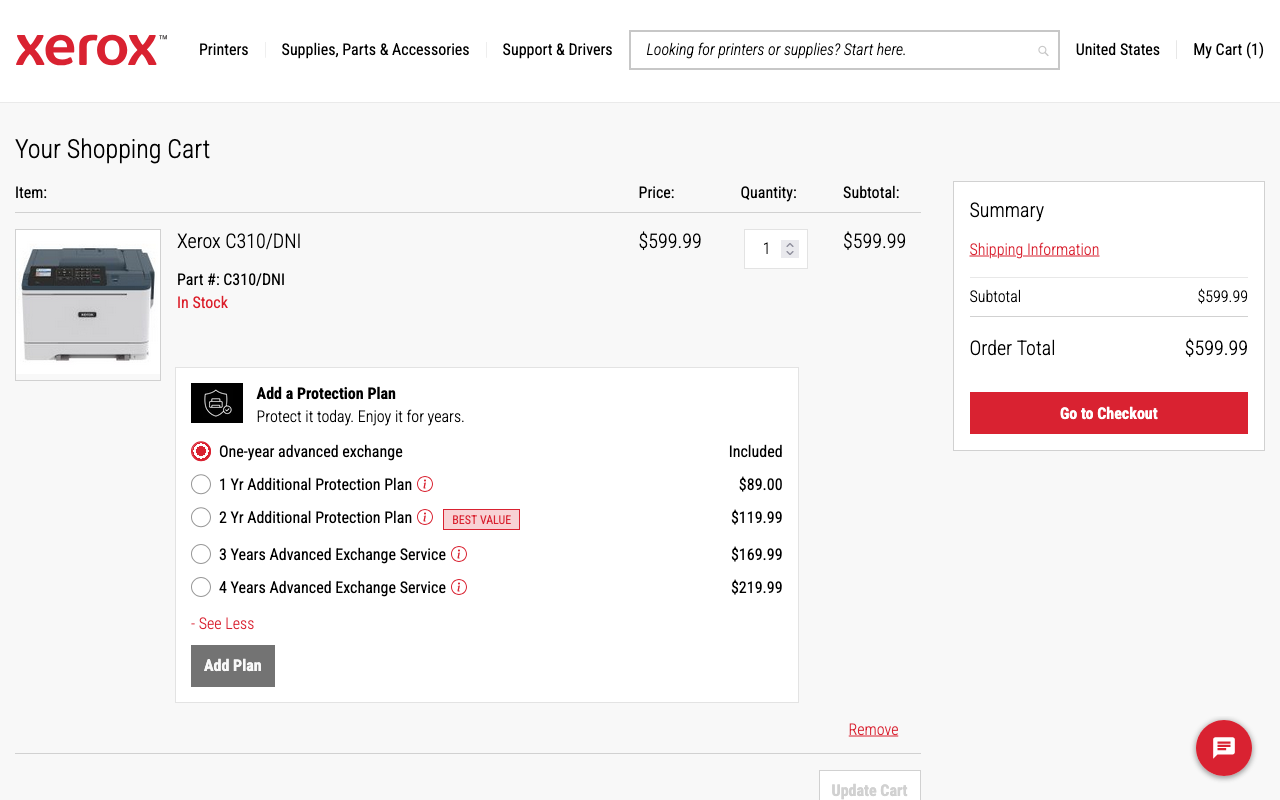 Service Agreements in main cart